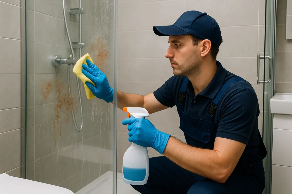how do you clean hard water stains off glass