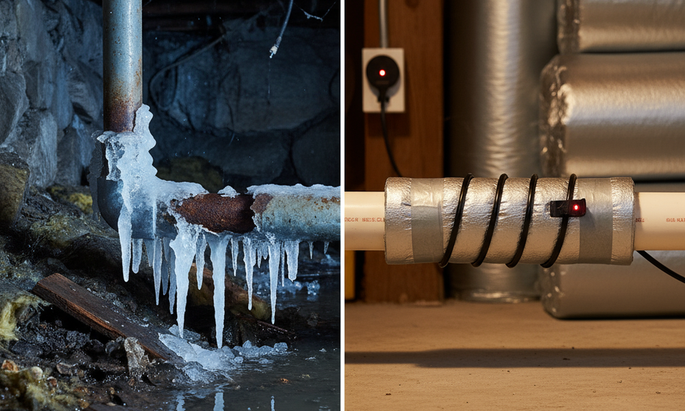 how to install heat tape on water pipes