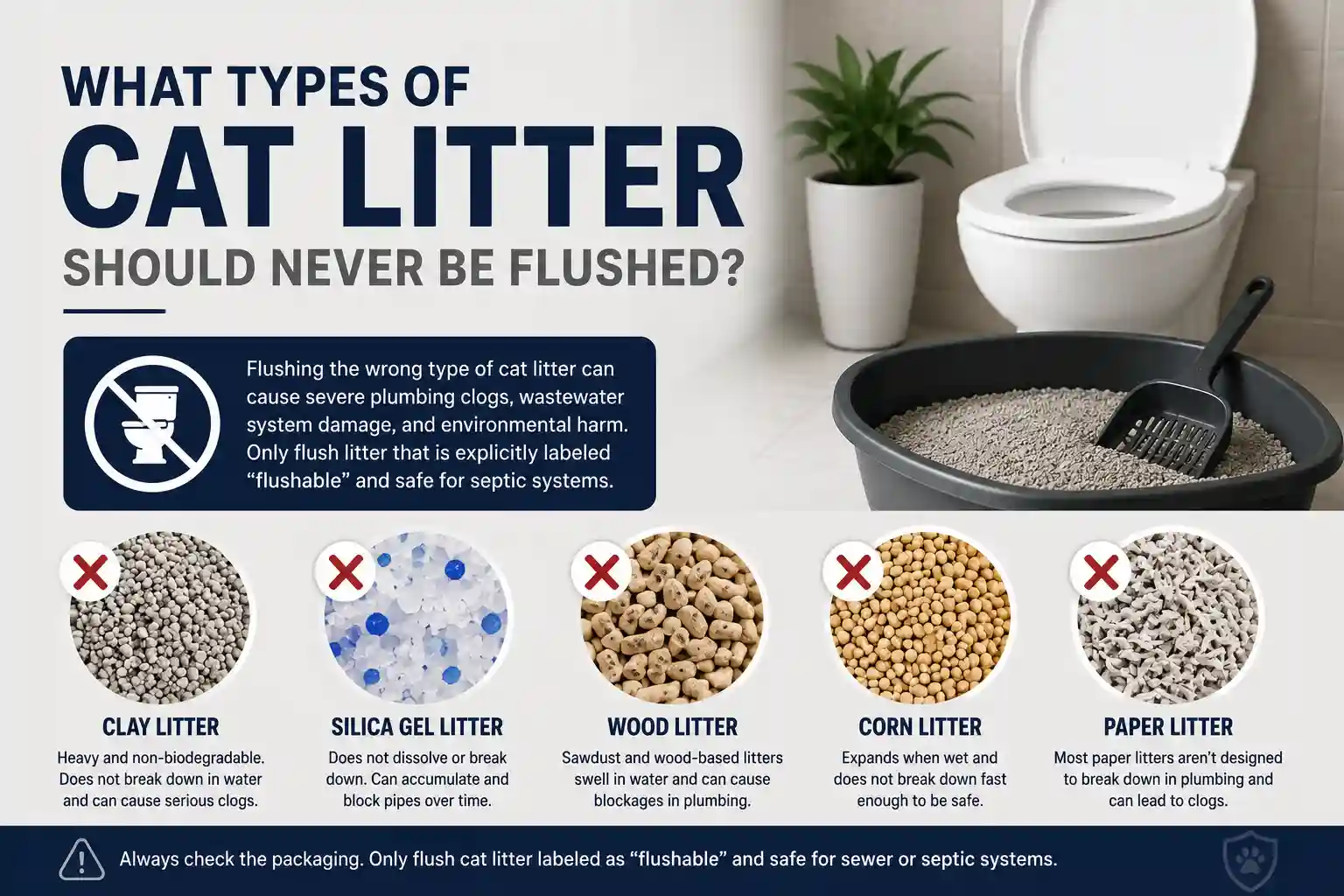 can you flush cat litter down the toilet